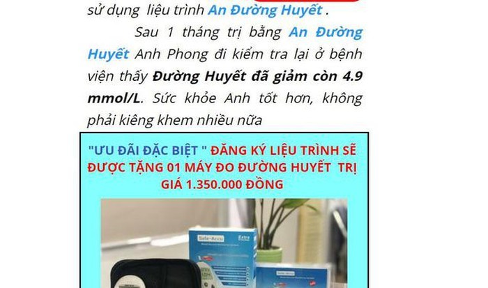 Thực phẩm bảo vệ sức khỏe An Đường Huyết quảng cáo trên website https://www.hoanghon.site/tdamu1