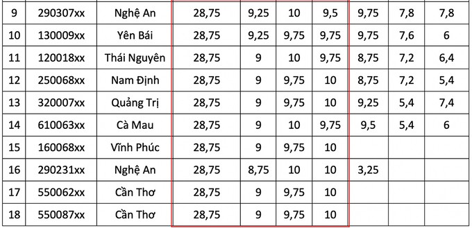 Các thí sinh đạt trên 28,5 điểm khối C00 trong kỳ thi Trung học phổ thông năm 2020. Ảnh: VNE