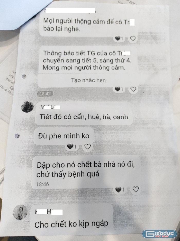 Những tin nhắn mà các giáo viên ở trường Trung học phổ thông Nguyễn Huệ dành cho nhau trong tổ Văn - Công dân