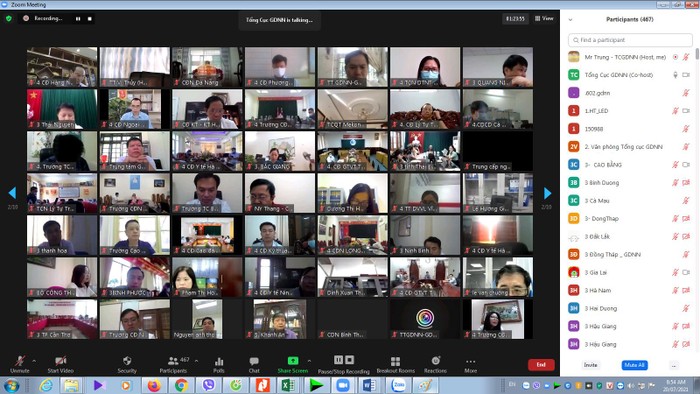 Hội nghị được tổ chức theo hình thức trực tuyến với hơn 500 điểm cầu. Ảnh Chụp màn hình