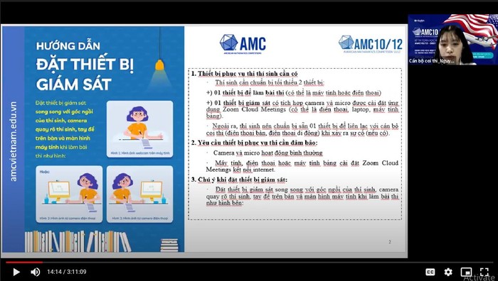 Cán bộ coi thi hướng dẫn thí sinh cài đặt thiết bị giám sát, đảm bảo tuân thủ suốt quá trình cuộc thi diễn ra.