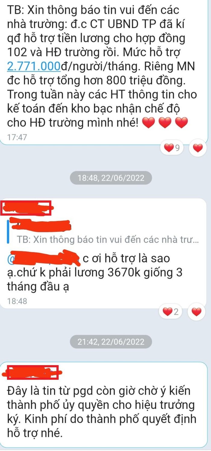 Sau 6 tháng mòn mỏi chờ lương, các giáo viên nhận được &quot;tin vui&quot; hỗ trợ...hơn 2,7 triệu đồng/tháng. Ảnh chụp màn hình