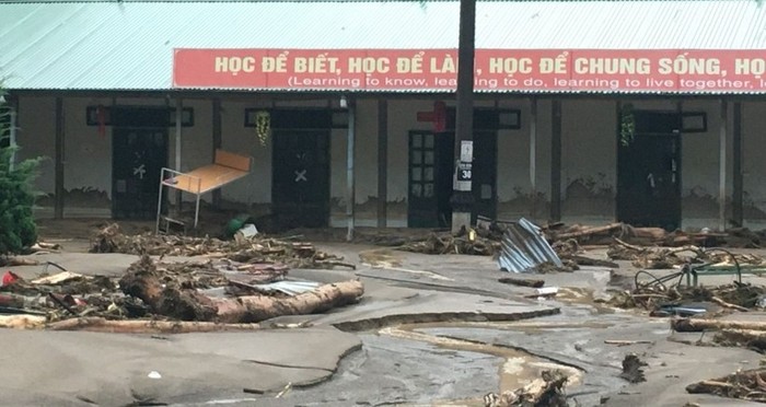 Trường học ở Mù Cang Chải bị thiệt hại nặng nề. Ảnh: Sở Giáo dục và Đào tạo yên Bái cung cấp
