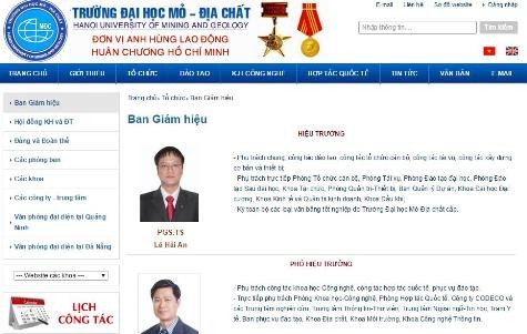 Website của Trường Đại học Mỏ - Địa chất.