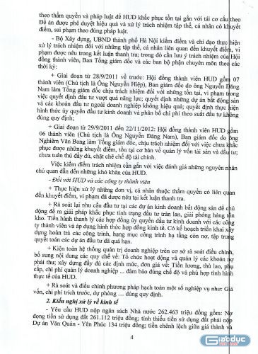 Kết luận Thanh tra Chính phủ về những sai phạm tại HUD.