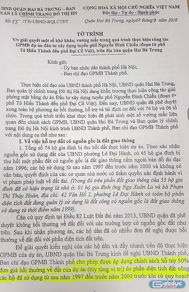 Tờ trình của UBND quận Hai Bà Trưng vẫn trên quan điểm &quot;đo lọ nước mắm, đếm củ dưa hành&quot; với người dân.