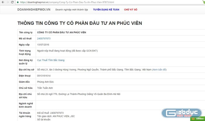 Công ty An Phúc Viên mới thành lập tháng 7/2016 nhưng vị đại diện chủ đầu tư không biết thông tin này.