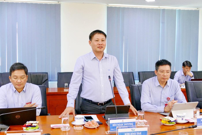 Tổng Giám đốc Công ty cổ phần Lọc hóa dầu Bình Sơn Bùi Ngọc Dương phát biểu tại buổi làm việc. Ảnh: BSR