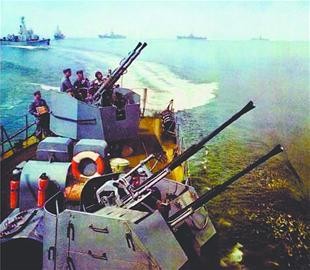 Tàu chiến Trung Quốc kéo ra đánh chiếm quần đảo Hoàng Sa của Việt Nam năm 1974 (ảnh tư liệu được giới truyền thông Trung Quốc sử dụng tuyên truyền bóp méo sự thật về Biển Đông)