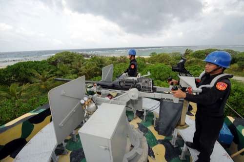 Lính Đài Loan trên 1 chốt gác trái phép tại đảo Ba Bình