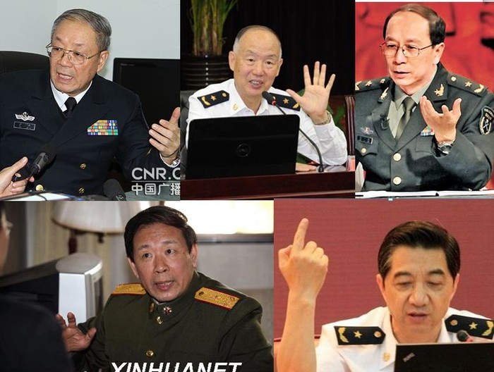 Lực lượng "hỏa lực mồm" Trung Quốc: Trái qua phải, trên xuống dưới là Doãn Trác, Dương Nghị, Kim Nhất Nam, La Viện và Trương Triệu Trung