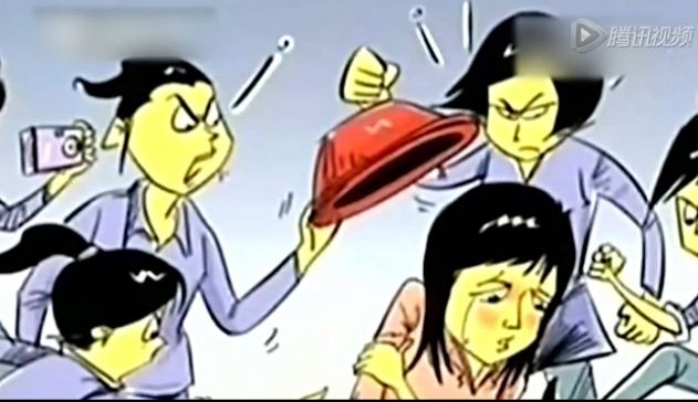 Hình minh họa nhóm &quot;tú bà tuổi teen&quot; đang vây đánh hội đồng nữ sinh lớp dưới vì không chịu bán trinh. Nguồn: QQ News.