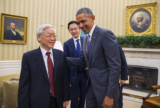 Tổng bí thư Nguyễn Phú Trọng và Tổng thống Barack Obama tại Nhà Trắng. Ảnh: Đại sứ quán Hoa Kỳ tại Việt Nam.