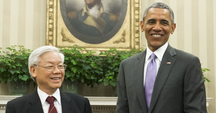 Tổng bí thư Nguyễn Phú Trọng và Tổng thống Barack Obama tại Nhà Trắng.