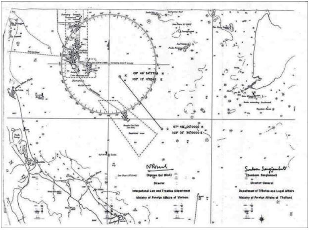 Hiệp định phân định biển giữa Việt Nam và Thái Lan ký ngày 9-8-1997.