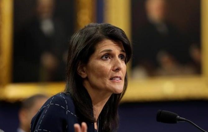 Đại sứ Mỹ tại Liên Hợp Quốc Nikki Haley, ảnh: Reuters.