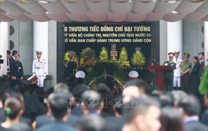 Toàn cảnh Lễ Quốc tang nguyên Chủ tịch nước, Đại tướng Lê Đức Anh tại Nhà tang lễ Quốc gia (số 5 Trần Thánh Tông, Hà Nội). Ảnh: Trọng Đạt/TTXVN