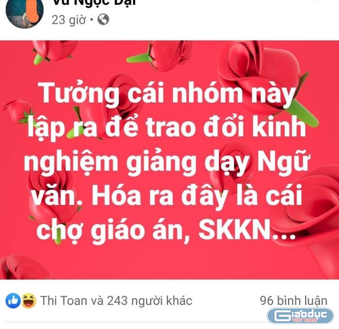 Có những giáo viên phải chua chát thốt lên như vậy khi vào trang facebook của đồng nghiệp (Ảnh chụp từ màn hình).