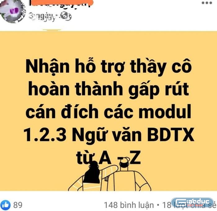 Trên mạng xã hội đang xuất hiện công khai các dịch vụ học thay (Ảnh chụp từ màn hình).