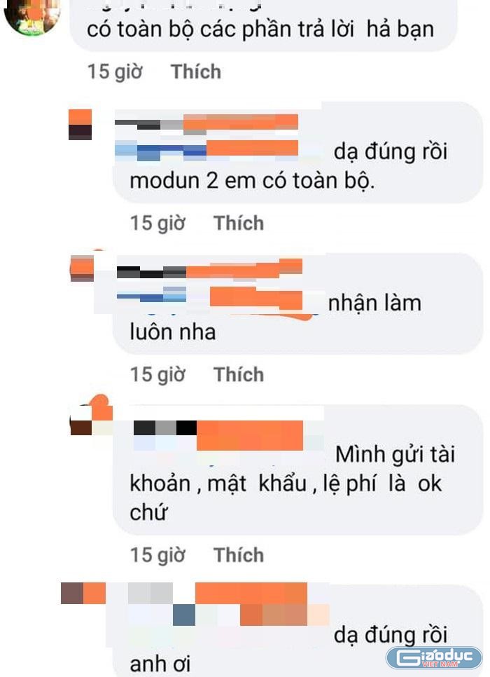 Trao đổi công khai về việc "học thay" cho giáo viên (ảnh chụp từ màn hình)