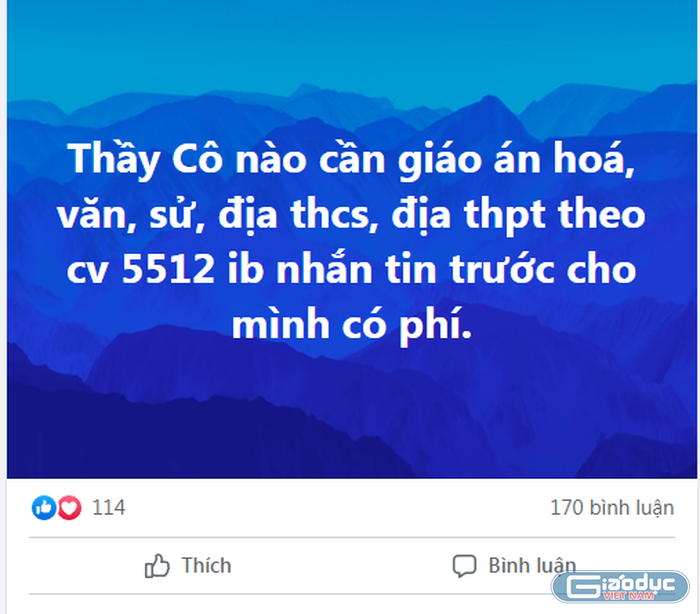 Giáo án được rao bán, sau một ngày đã có 576 “đơn hàng&quot;. (Ảnh chụp màn hình).