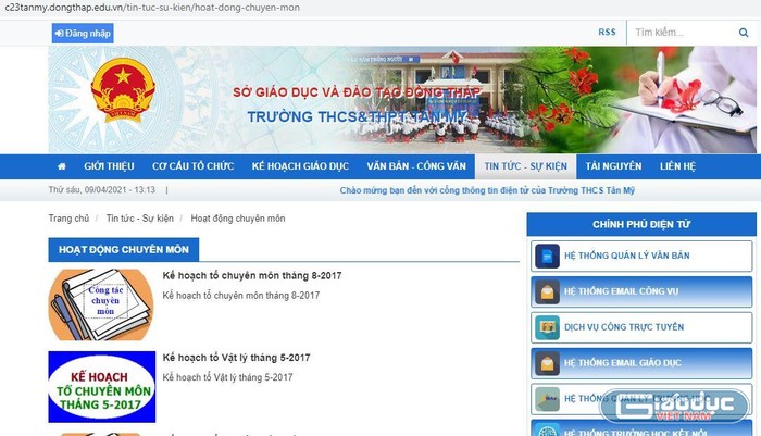 Ảnh minh họa, website Trường Trung học cơ sở và Trung học phổ thông Tân Mỹ.