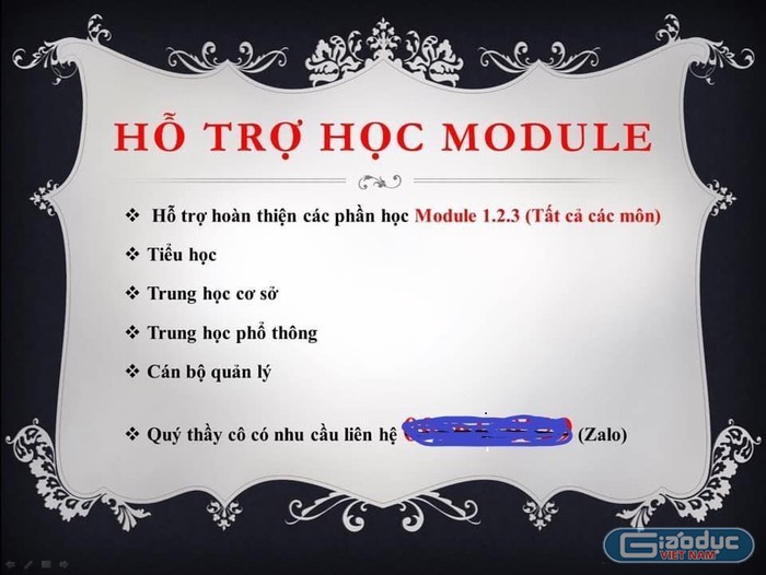 Quảng cáo học hộ các mô đun trên mạng xã hội. (Ảnh chụp màn hình do tác giả cung cấp)