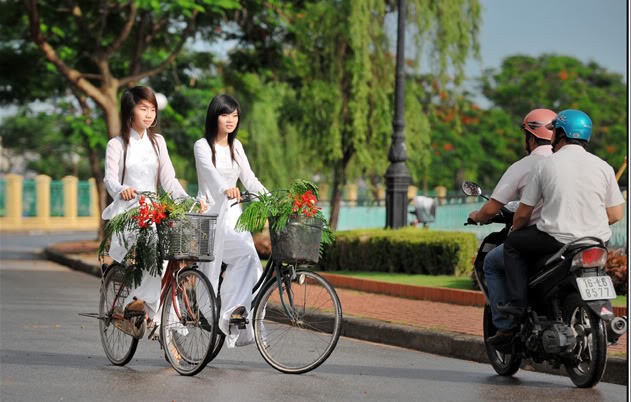 Những thoáng áo dài nữ sinh duyên dáng dưới nắng mùa thu