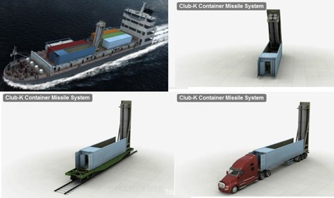 Club-K có thể bố trí trên các tàu thuyền, xe tải và thậm chí là toa xe lửa.