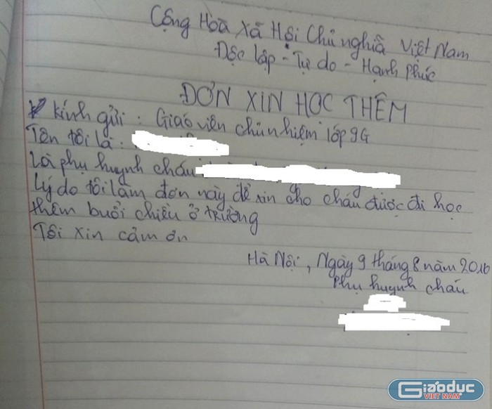 Liệu những lá đơn học thêm này có thật sự là tự nguyện của phụ huynh, học sinh? (Ảnh MC)