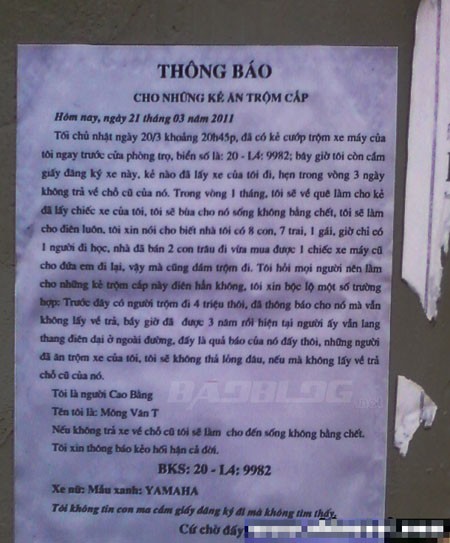 Thông báo dành cho kẻ trộm.