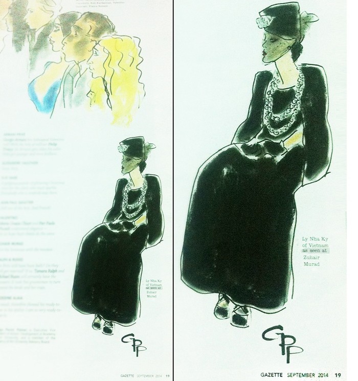 Hình ảnh phác họa Lý Nhã Kỳ trên tạp chí Gazette của bà Gladys Perint Palmer.