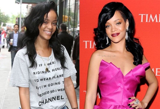 Rihanna trông hơi "lếch thếch" với mặt mộc và tóc xõa. (Ảnh: 2sao) Xem thêm: "Mắt búp bê" to tròn, long lanh chỉ với... 3 phút trang điểm