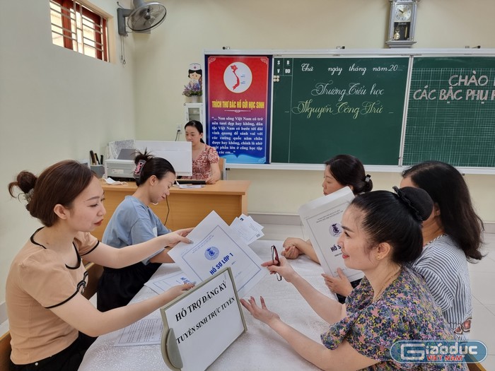 Trường Tiểu học Nguyễn Công Trứ (quận Lê Chân) chuẩn bị đầy đủ cơ sở vật chất phục vụ công tác tuyển sinh vào lớp 1 (Ảnh: Lã Tiến)