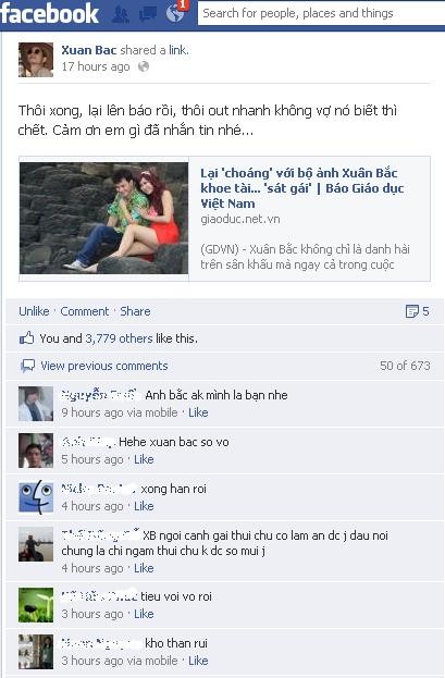 Bài viết trên Giaoduc.net.vn được Xuân Bắc "gắp" về facebook cá nhân, nhận hàng trăm lời comment.