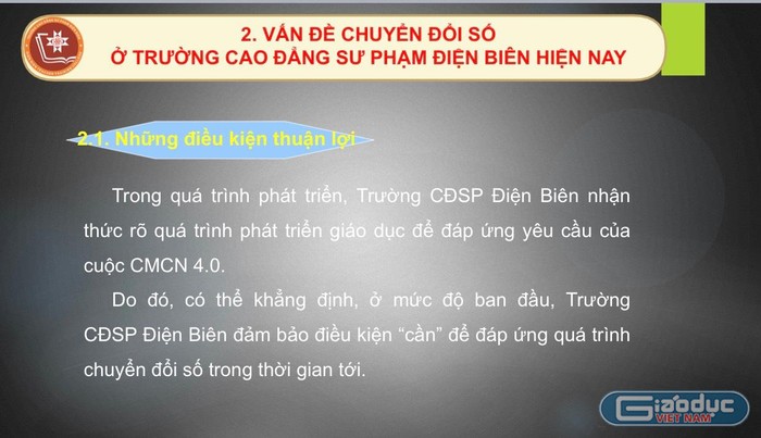 Bài tham luận trong hội thảo của Trường Cao đẳng Sư phạm Điện Biên. (Ảnh chụp màn hình)