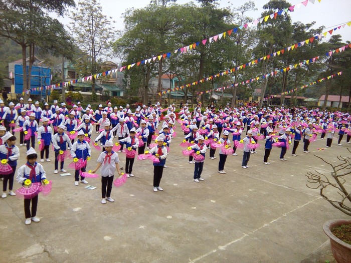 Học sinh Trường tiểu học Tân Trào tham gia bảo hiểm y tế trong những năm vừa qua đạt 100%. (Ảnh: TN)