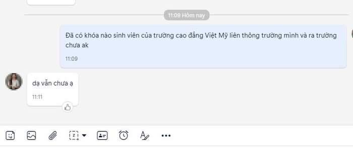 Khác với nội dung tư vấn của nhân viên Trường Cao đẳng Việt Mỹ nói rằng đã có nhiều khóa liên thông của nhà trường tốt nghiệp Trường Đại học Phú Xuân, thì nhân viên tư vấn tuyển sinh Trường Đại học Phú Xuân bác bỏ điều này. (Ảnh: DB)