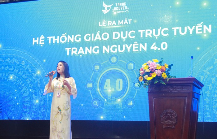 Bà Nguyễn Thị Thu Phương, Chủ tịch Hội đồng thành viên Công ty TNHH đầu tư giáo dục Trạng Nguyên. (Ảnh: Mạnh Đoàn)