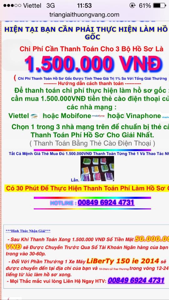 Hình ảnh hướng dẫn lập hồ sơ gốc với giá 1.500.000 đồng thông qua nạp thẻ cào điện thoại