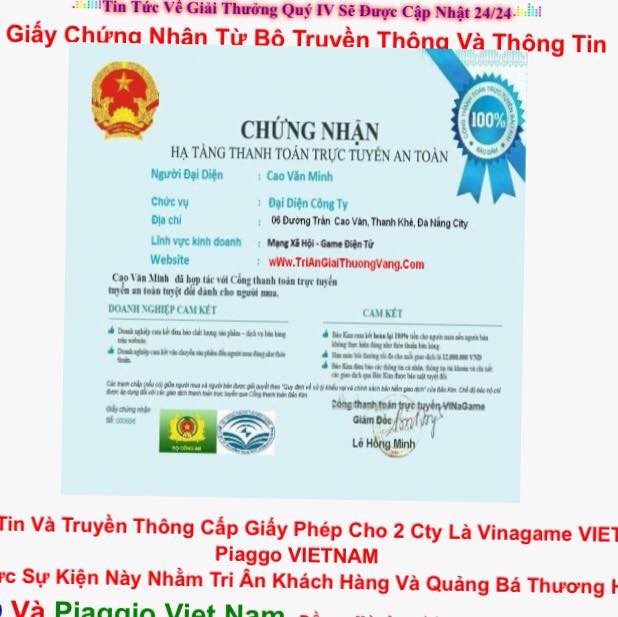 Giấy chứng nhận đăng tải trên website trúng thưởng mạo danh Zalo.