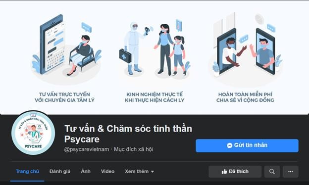 Fanpge của dự án để hỗ trợ, chăm sóc tinh thần cho người dân mùa covid.