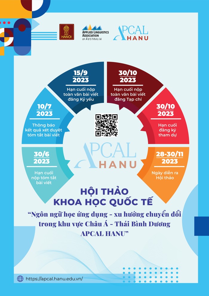 Hội thảo khoa học quốc tế &quot;Ngôn ngữ học ứng dụng - Xu hướng chuyển đổi trong khu vực Châu Á - Thái Bình Dương - APCAL HANU&quot; sẽ được diễn ra vào tháng 11.