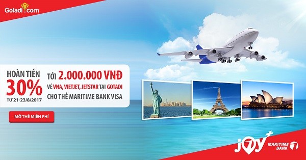 Hãy cùng Maritime Bank “du lịch cực chất, hoàn tiền cao nhất” khi đặt vé máy bay tại Gotadi