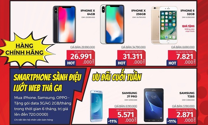 Các dòng điện thoại iPhone, Samsung, Oppo được miễn phí gói cước dung lượng.