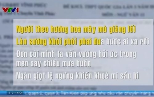 Ảnh minh họa đề thi Ngữ văn khai thác đề tài giải trí, nguồn: chụp màn hình phóng sự của VTV.vn.