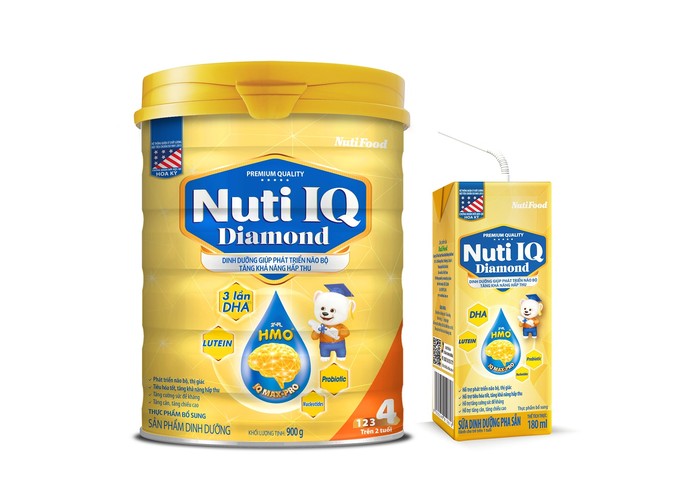 Sản phẩm dinh dưỡng Nuti IQ Diamond 4 và sữa dinh dưỡng pha sẵn Nuti IQ Diamond.