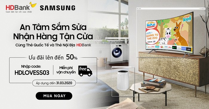 An tâm mua sắm nhận hàng tận cửa cùng thẻ quốc tế và thẻ nội địa HDBank.