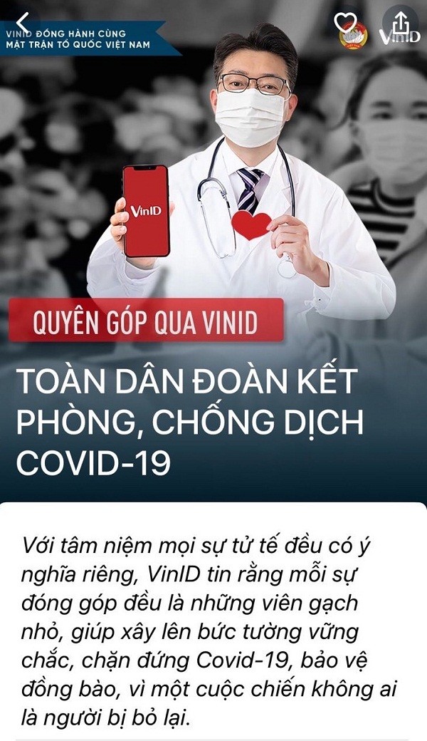 Cùng VinID quyên góp phòng, chống dịch Covid-19 ngay từ hôm nay.