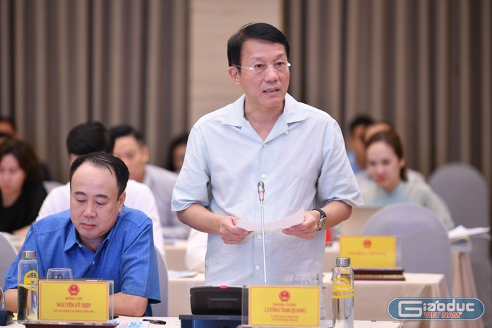 Thứ trưởng Bộ Công an Lương Tam Quang phát biểu tại Hội nghị Tổng kết năm học 2022 - 2023, triển khai nhiệm vụ năm học 2023 – 2024.